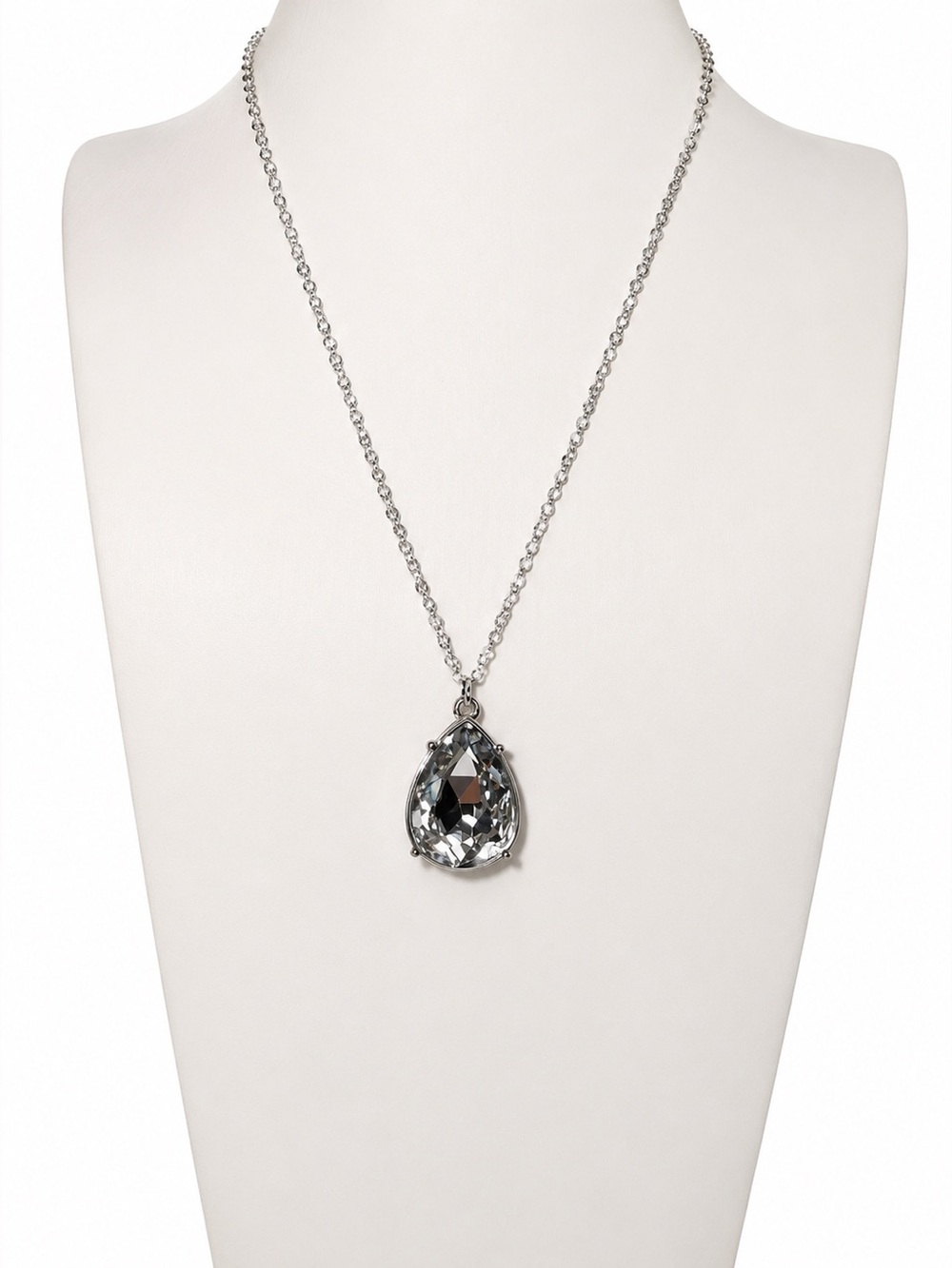 Charter Club Silver Teardrop Crystal Necklace NWT